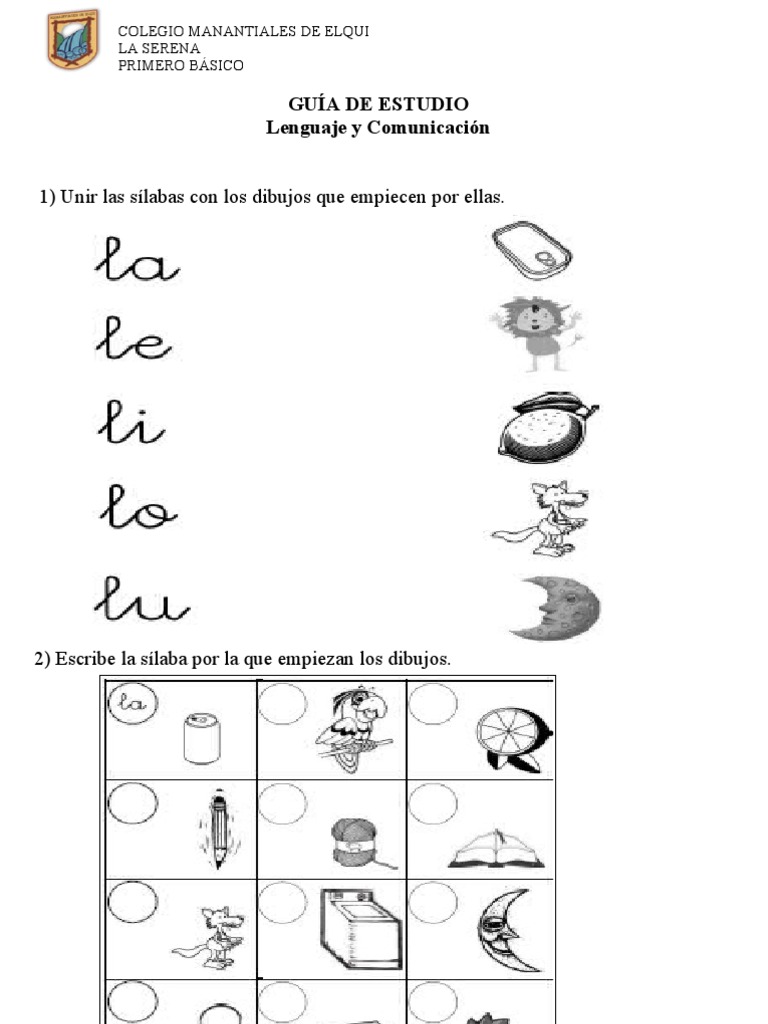 Guia Escribir La Le Li Lo Lu
