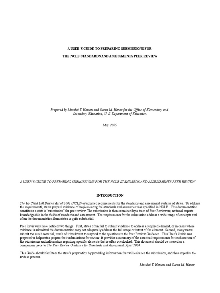 NCLB Peer Review Submission Guide | PDF | No Child Left Behind Act ...
