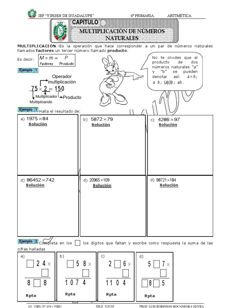 Modulo 2 de Sexto Grado | División (Matemáticas) | Multiplicación