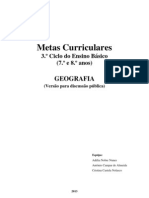 Metas curriculares de Geografia - 7.º e 8.º anos (Versão para discussão pública)