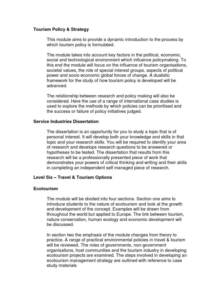 Case Study Examples Tourism Case Studies