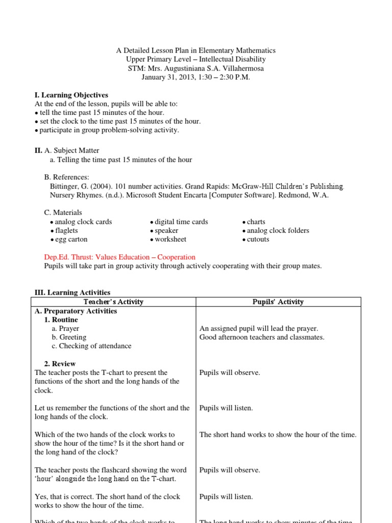 Telling the time past 15 minutes Lesson Plan Clock Time