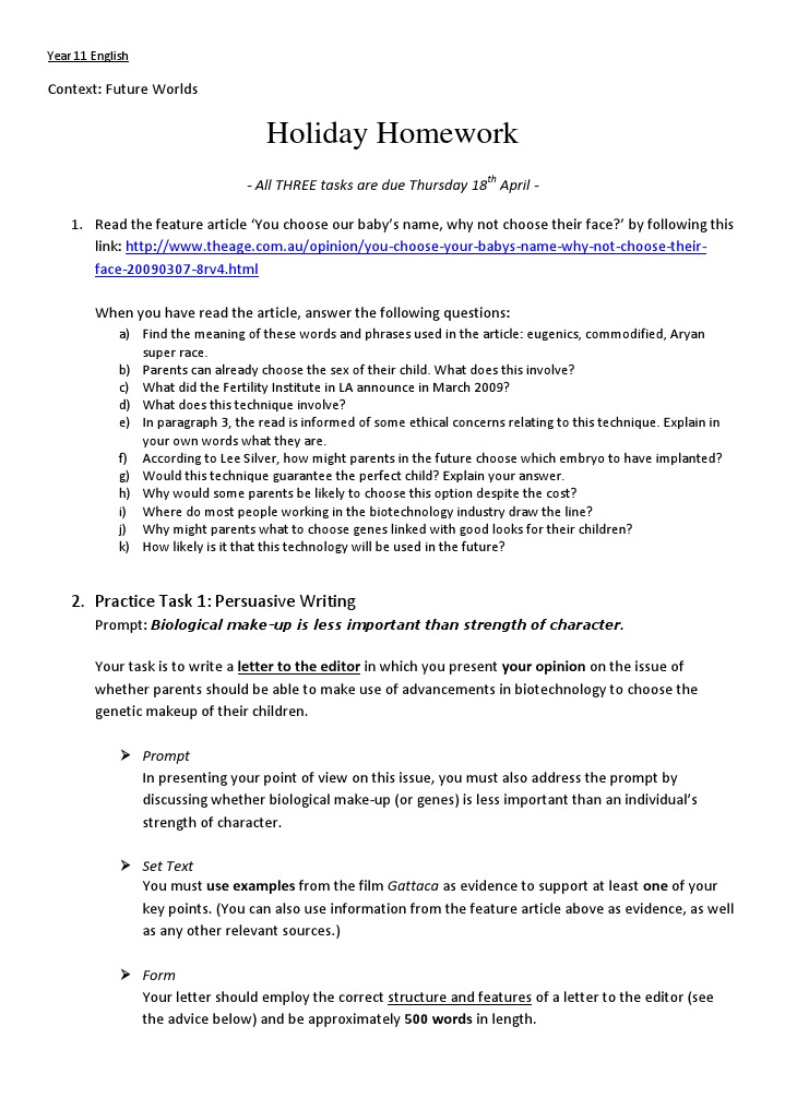 Holiday homework circular picture