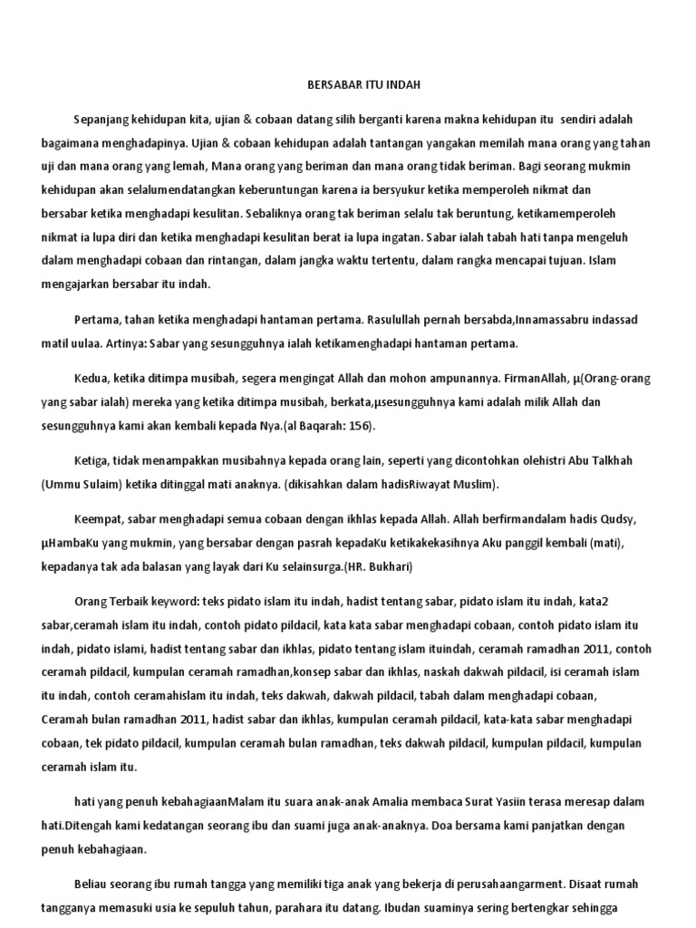 Bersabar Itu Indah Sepanjang Kehidupan Kita Ujian Cobaan Datang Silih Berganti Karena Makna Kehidupan