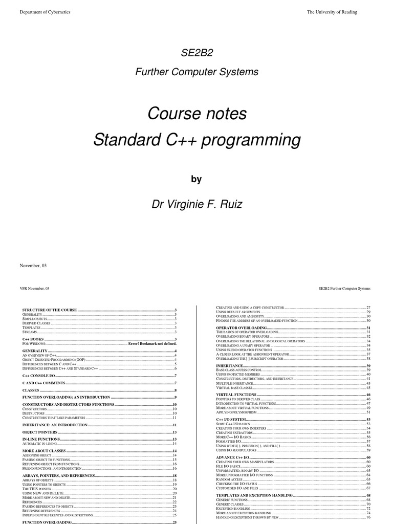 C++ Complete Notes | PDF
