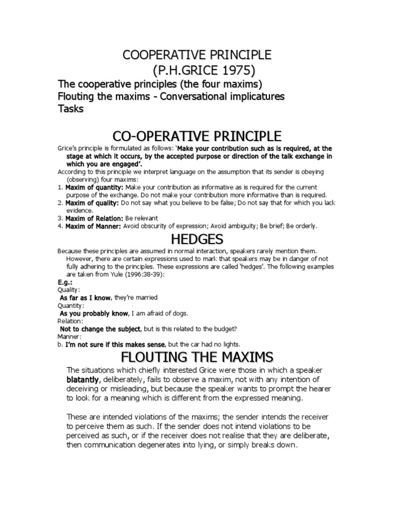 Grice's Cooperative Principle Explained | PDF | Semiotics | Science