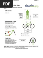 Mountain Bike Size Sheet: Rider Details