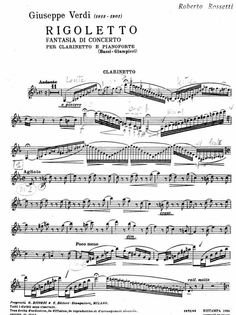 Luigi Bassi Rigoletto Clarinet Part | PDF | Art