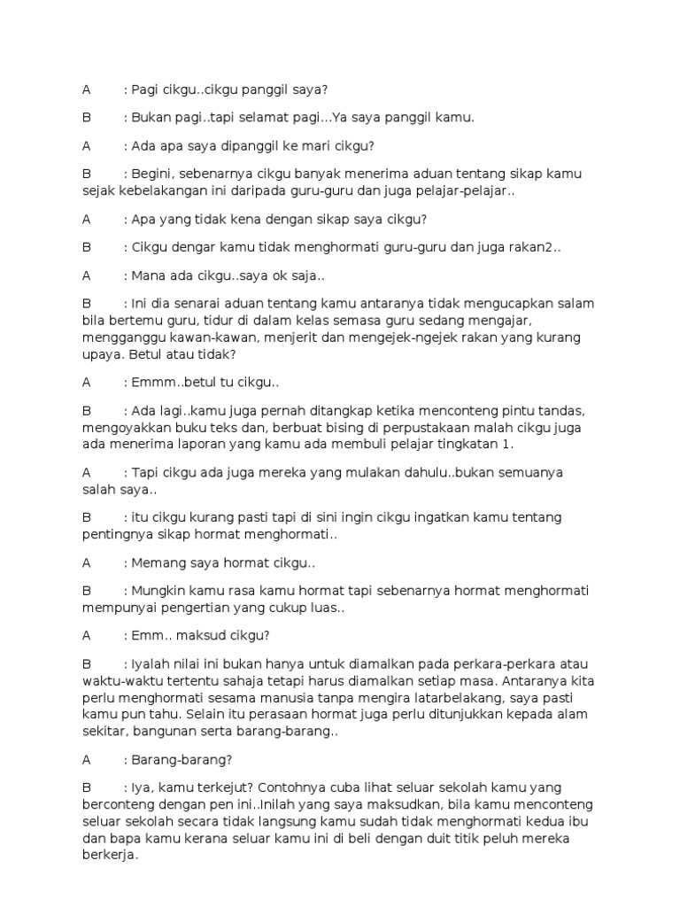 Contoh Dialog Ringkas