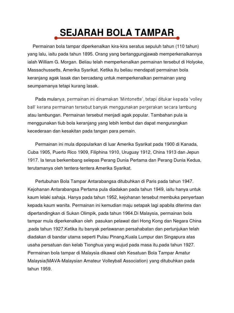 sejarah bola tampar di malaysia