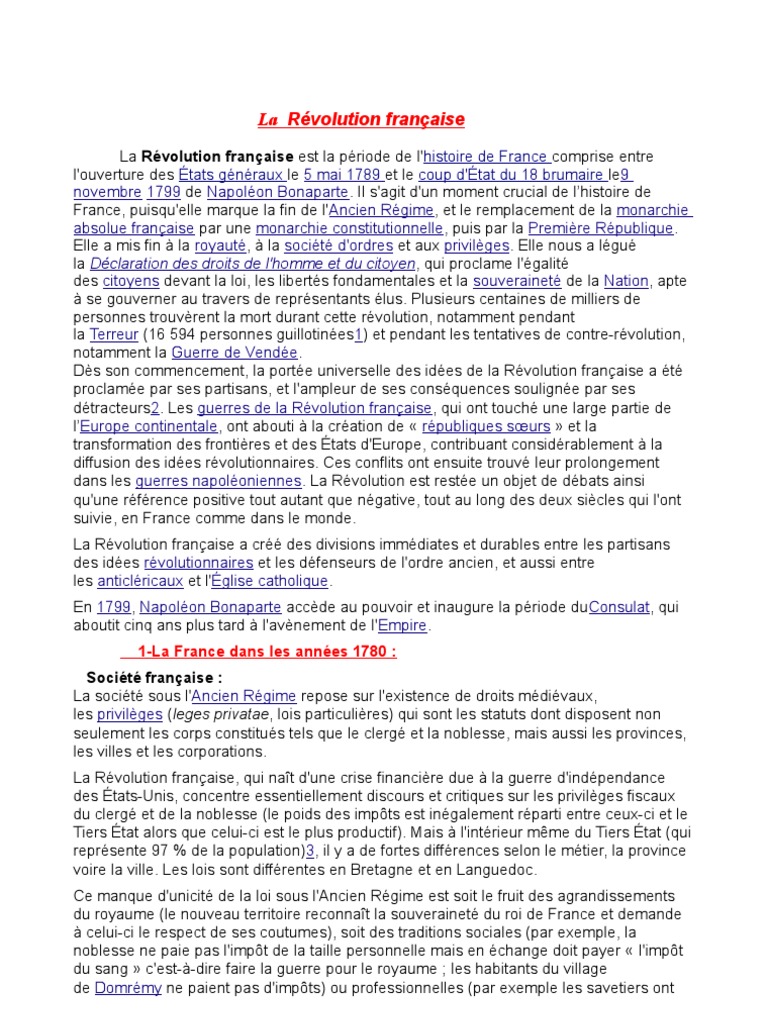 Exposé Sur La Révolution Française De 1789 Pdf