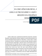 A auto-reflexão da consciência transcendental na filosofia de Husserl