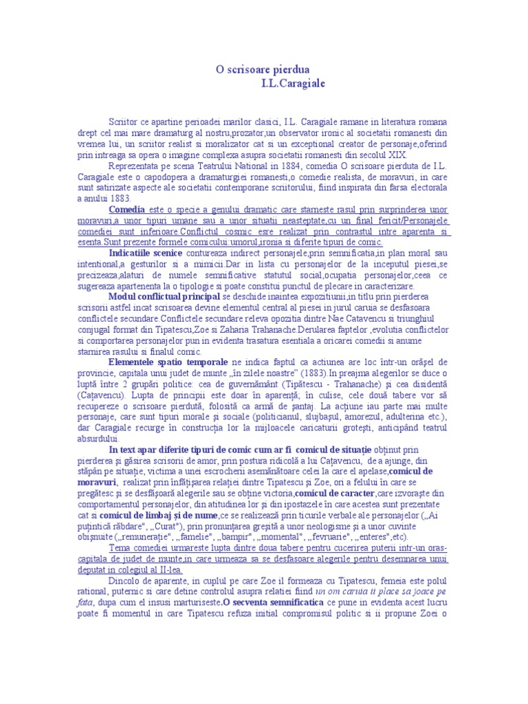 O Scrisoare Pierduta