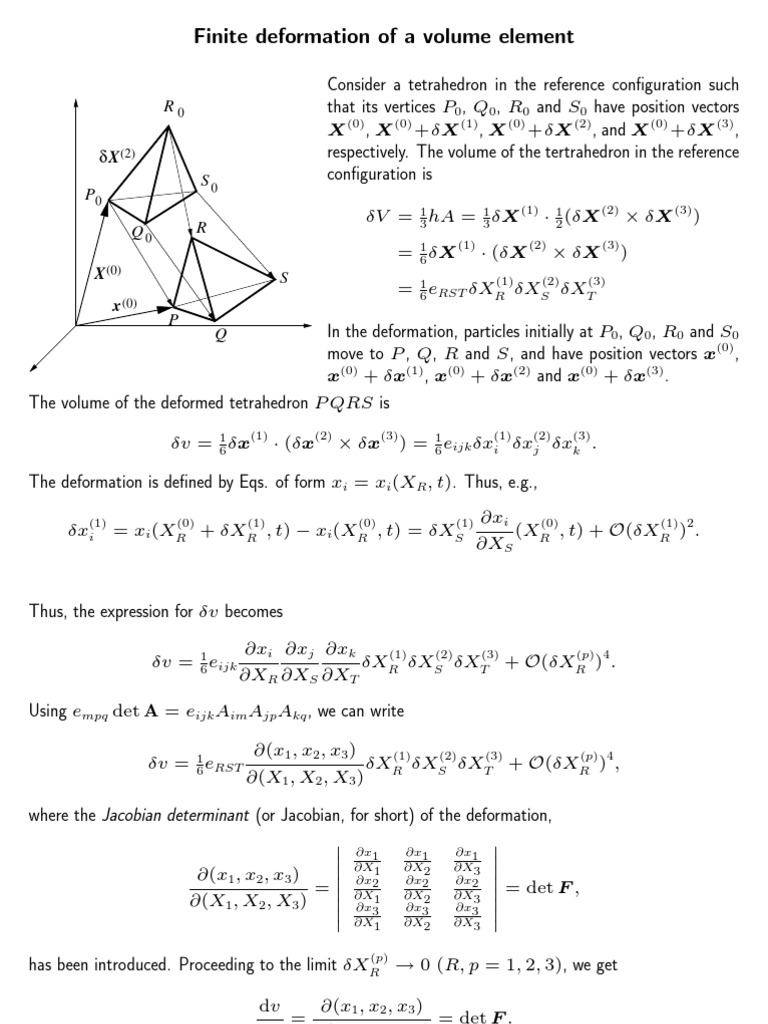 Finite Deformation of Volume Elements | PDF | Continuum Mechanics ...