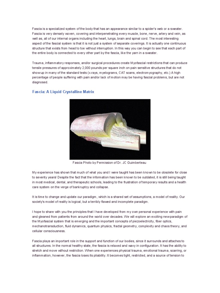 Fascia: A Liquid Crystalline Matrix | PDF | Major Trauma | Pain