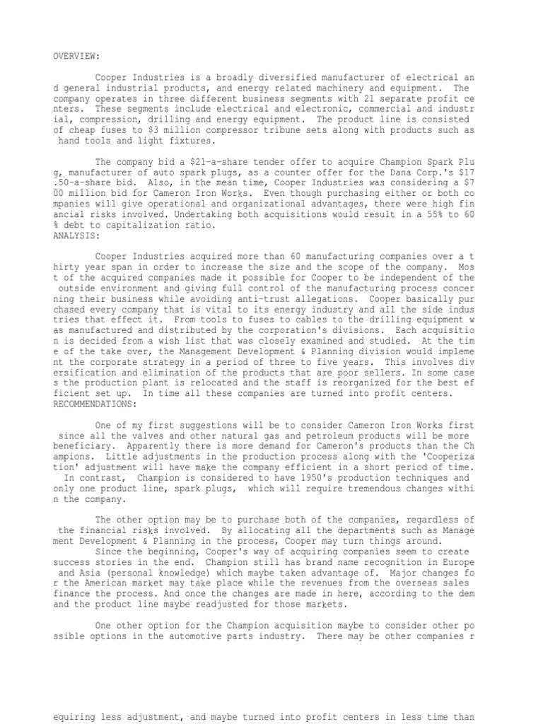 Cooper industries case study picture