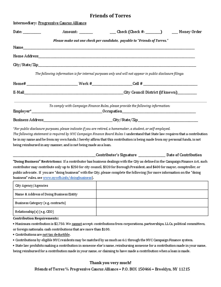 Torres Contribution Card | PDF | Finance & Money Management