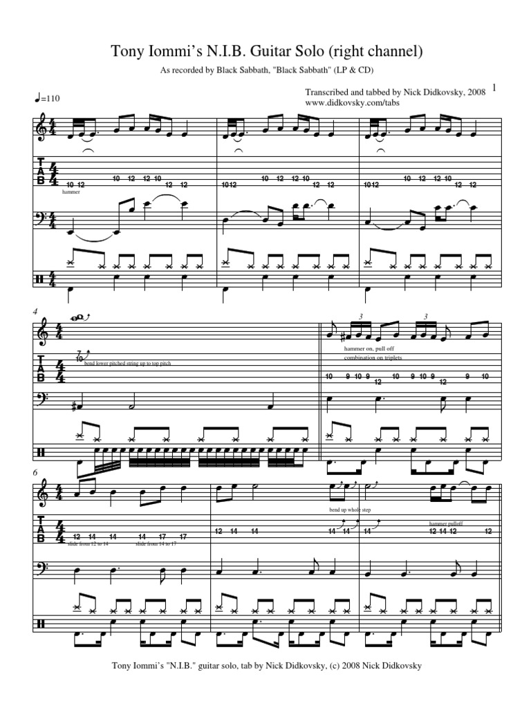 N.I.B. Guitar Solo Tab by Didkovsky | PDF | Home & Garden | Art