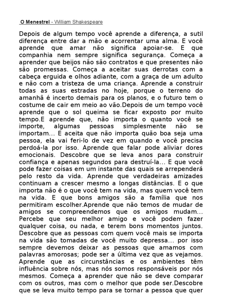 O Menestrel Tempo Amor