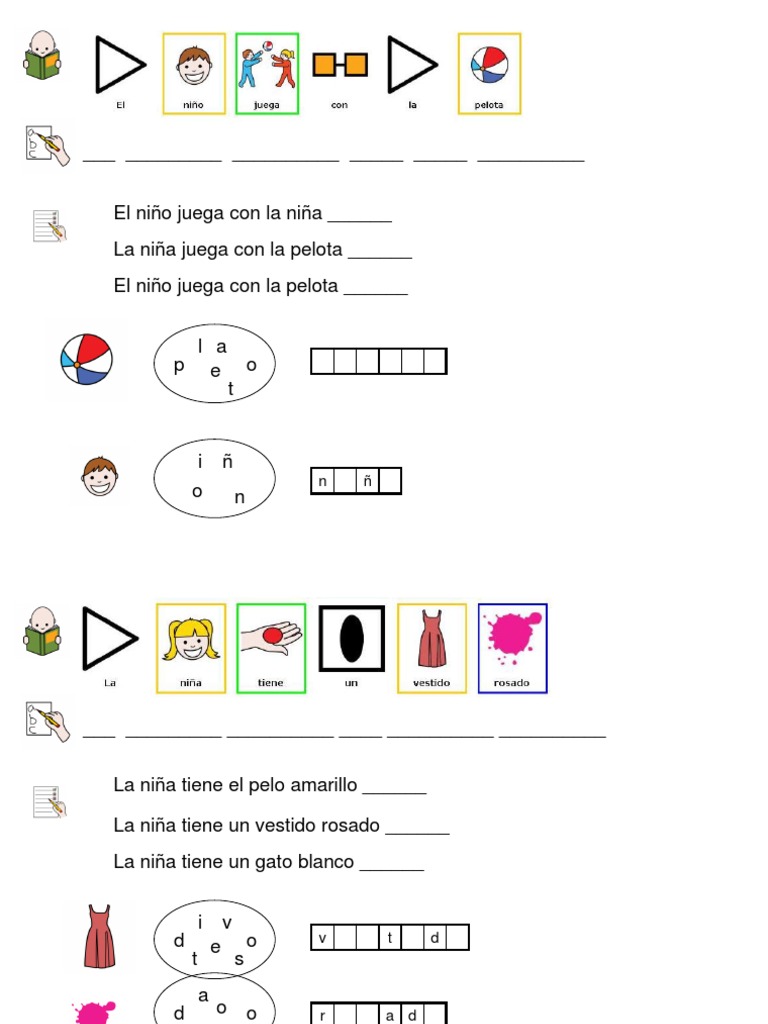 Oraciones Con Pictogramas para Comprensión Lectora | PDF