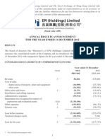 Epi Holdings - Annual Results Announcement For The Year Ended 31 December 2012 PDF