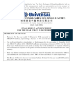 Universal Tech - Final Result Announcement For The Year Ended 31 December 2012 PDF