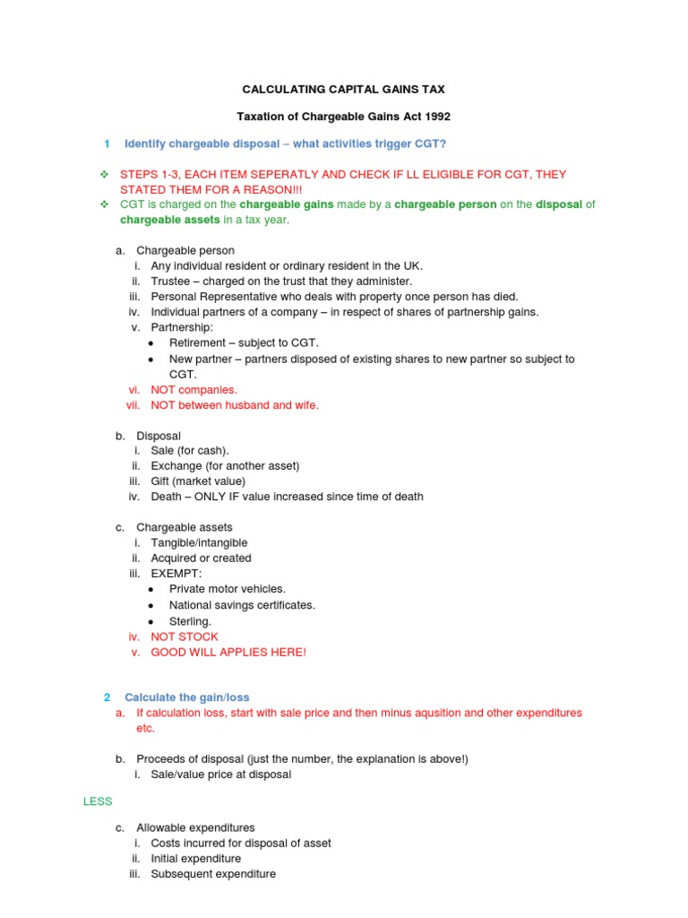 Calculating Capital Gains Tax | PDF | Capital Gains Tax | Partnership