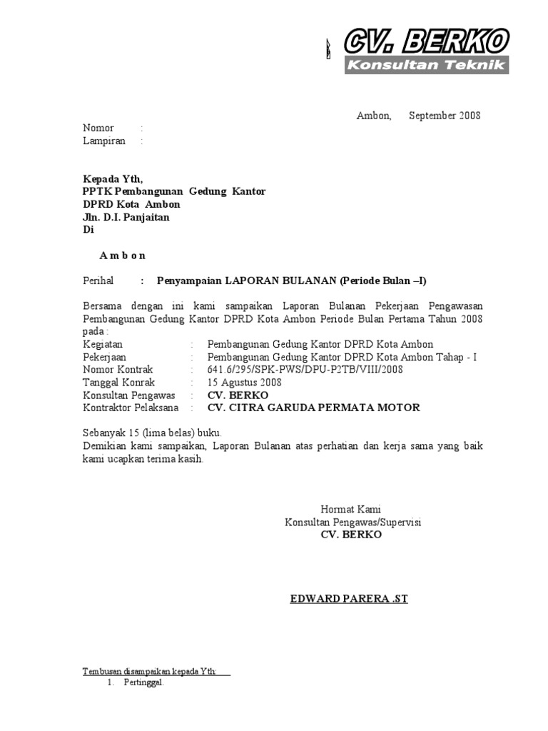 Surat Pengantar Laporan Pdf