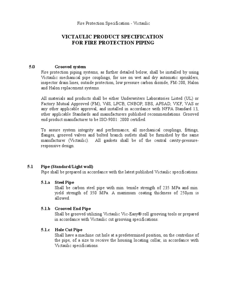 Victaulic Fire Protection Specification - March 06 | PDF | Valve | Pipe ...