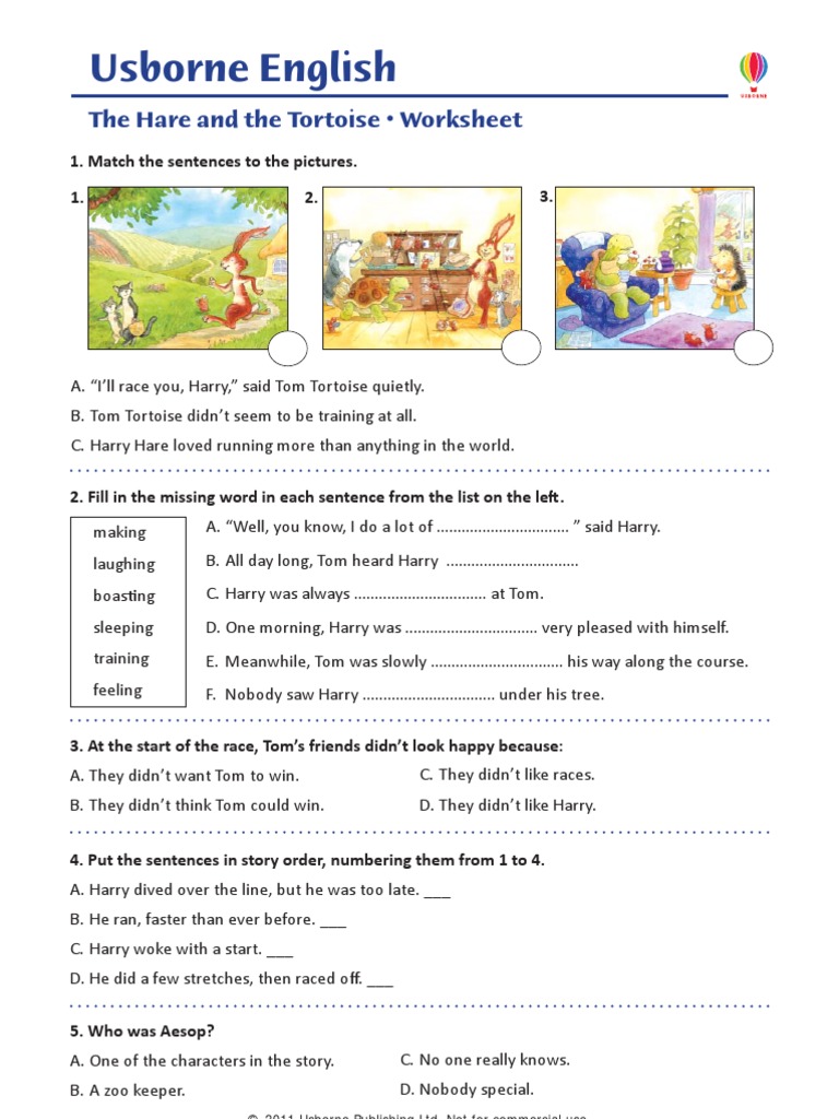 The Tortoise And The Hare Printable Story - Printable Word Searches