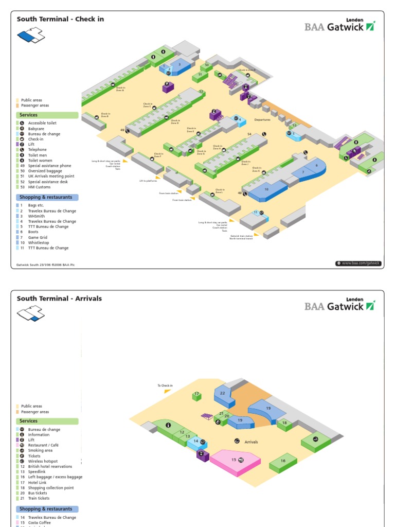 Gatwick South Terminal Map Overview | PDF | Train Station | Airport Lounge