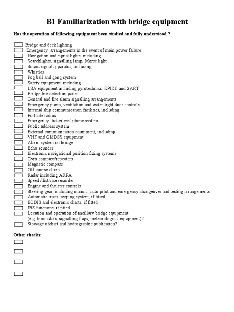Bridge Checklists PDF Navigation Ships