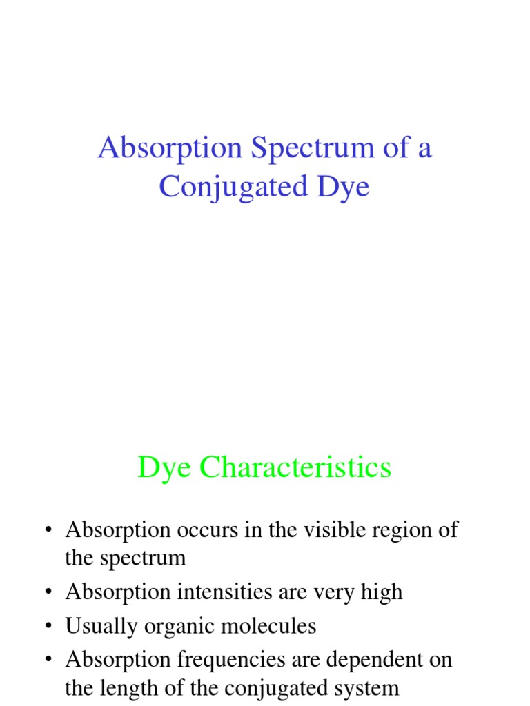 Absorption Spectrum of a Conjugated Dye Absorption Spectroscopy