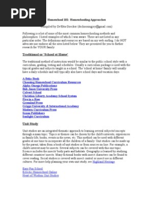 Hmschl 101 Homeschool Approaches 