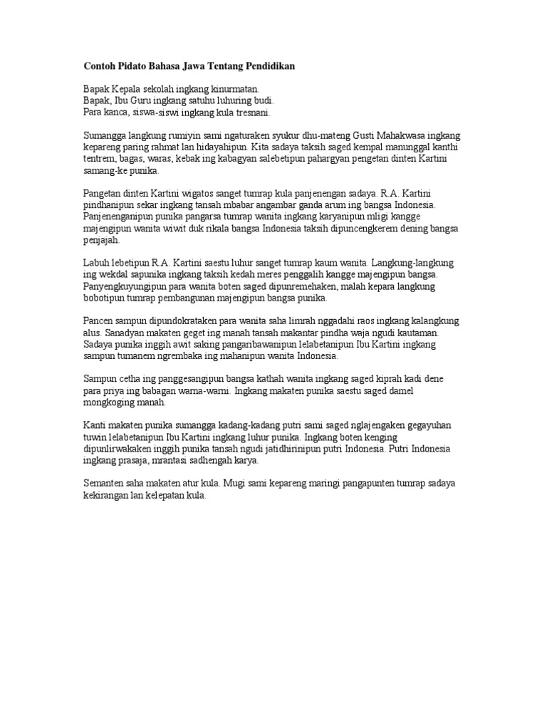 Teks Pidato Bahasa Jawa Tentang Gotong Royong Singkat Kumpulan Referensi Teks Pidato