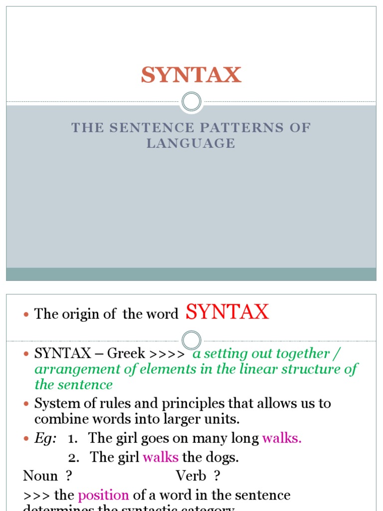 Understanding Sentence Syntax Patterns | PDF | Adjective | Clause