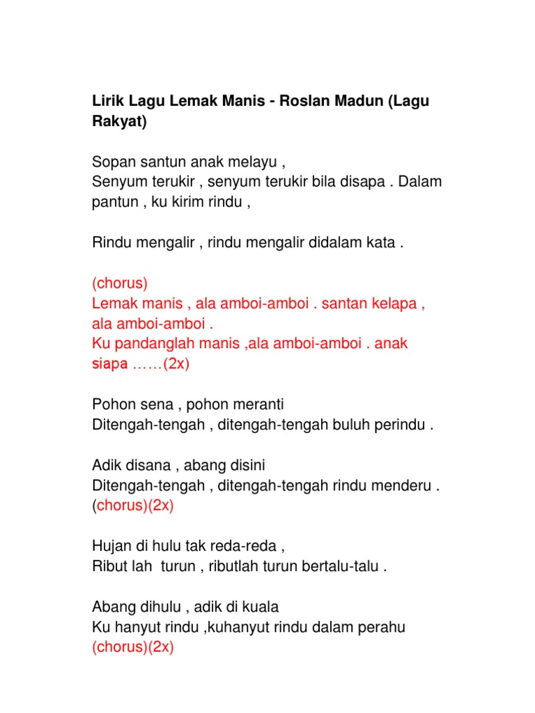Lirik Lagu Lemak Manis Pdf
