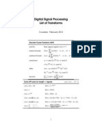 Digital Signal Processing List of Transforms: Coursera - February 2013