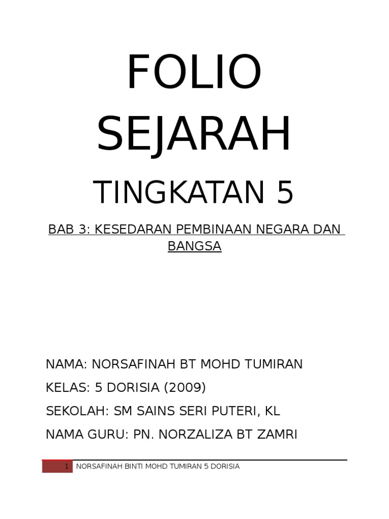 Sejarah Tingkatan 5: Bab 3 Kesedaran Pembinaan Negara Dan Bangsa  PDF
