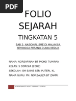 Download Folio Sejarah TINGKATAN 5 BAB 2 NASIONALISME DI MALAYSIA SEHINGGA PERANG DUNIA KEDUA by fiena92 SN13300394 doc pdf
