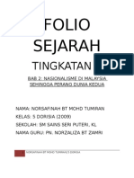 Folio Sejarah TINGKATAN 5, BAB 2 NASIONALISME DI MALAYSIA SEHINGGA PERANG DUNIA KEDUA