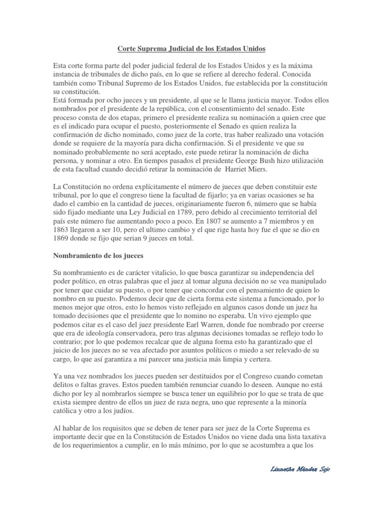 Funciones de la Corte Suprema de EE.UU. | PDF | Tribunal Supremo de los ...