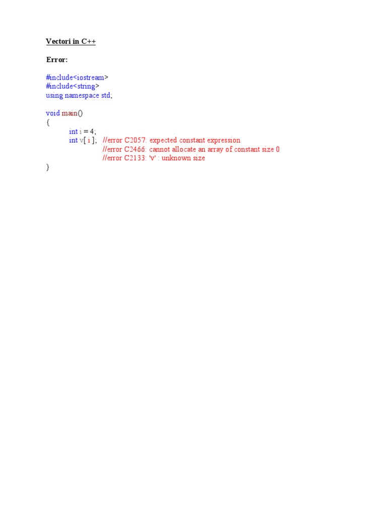 C++ Vector Initialization Error | PDF