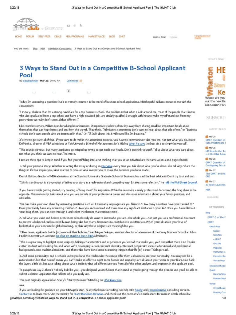 Business school essay advice