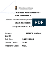 Master of Business Administration - MBA Semester 2: MB0046 - Marketing Management - 4 Credits