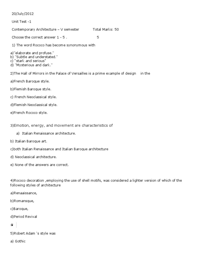 Contemporary Architecture Unit Test | PDF | Social Science | Art