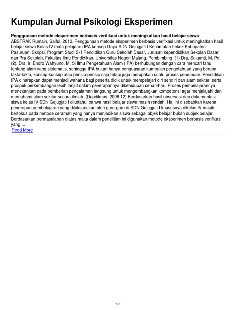 13+ Jurnal Internasional Psikologi Eksperimen Background