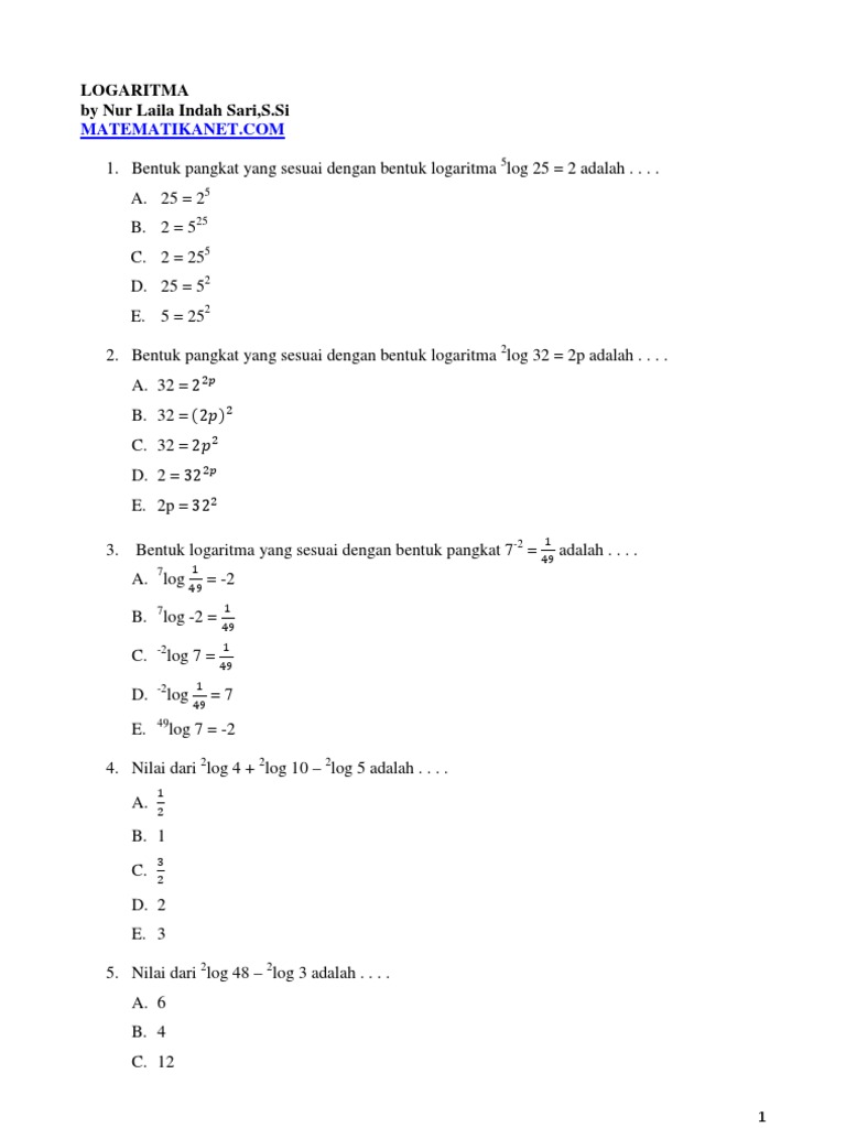 Soal Logaritma Kelas X
