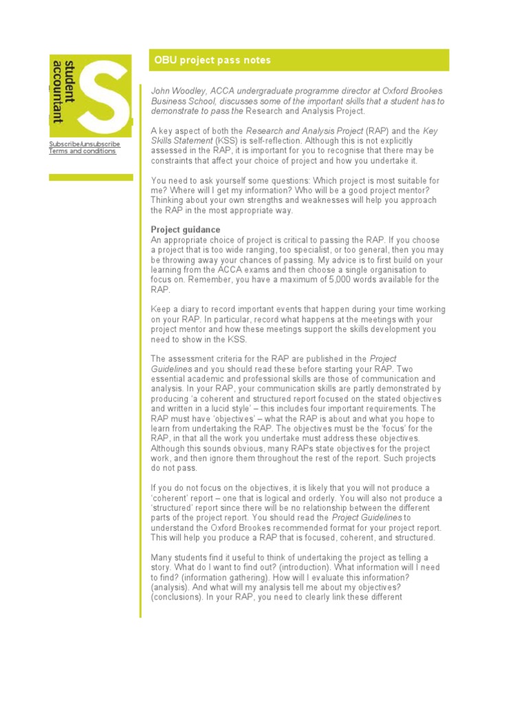 OBU RAP Success Tips for ACCA Students | PDF | Mentorship | Information