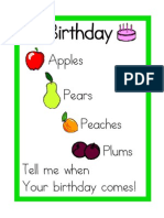 Apples Pears Peaches Plums Tell Me When Your Birthday Comes!
